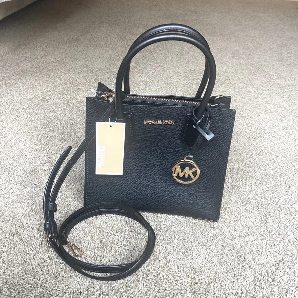 MICHAEL Michael Kors Mercer Messenger Black Leather Bag - Picture 3 of 14